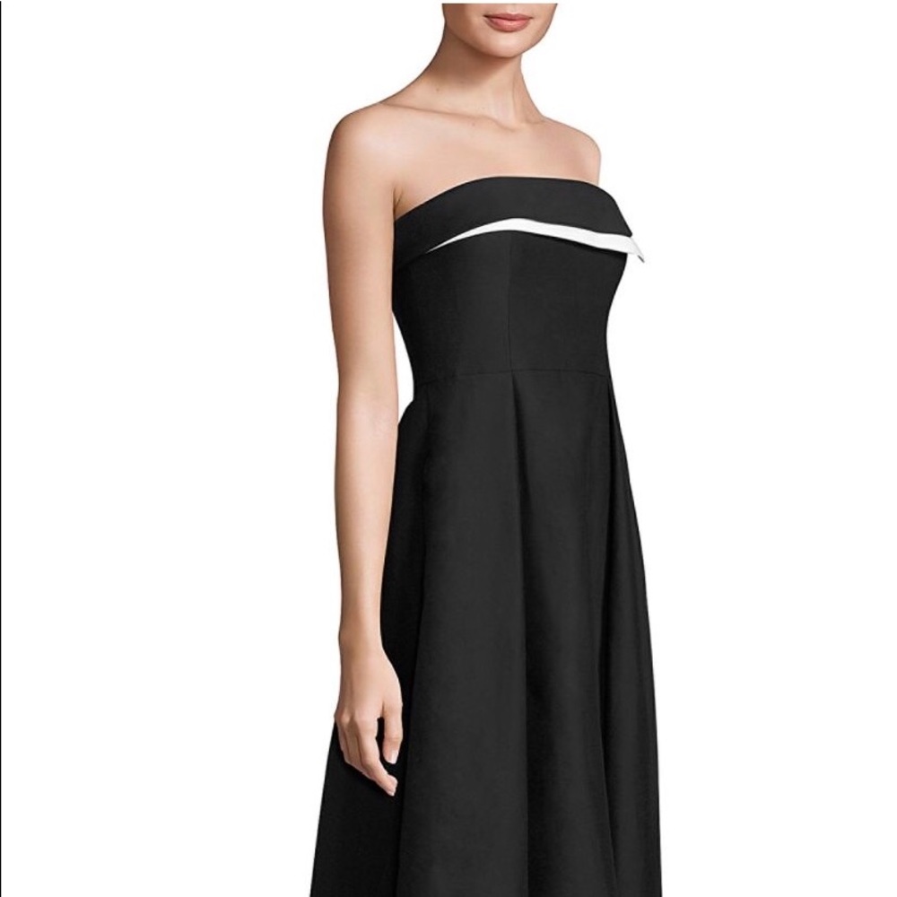 Halston Heritage Strapless colorblock faille gown